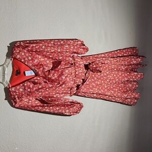 Ann Taylor Dress Womens Size 6p Floral Ruffle Belted Wrap Petite D size 6 NEW